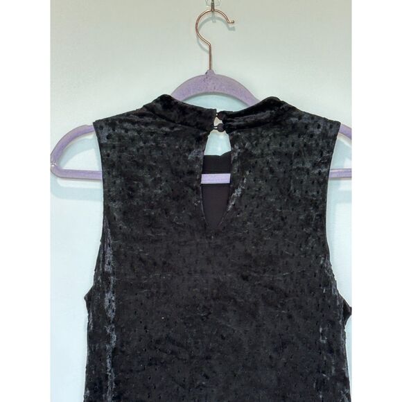 Adrianna Papell Mock Neck Perforated Velvet Side Slit Midi Dress Size Medium - Picture 6 of 9